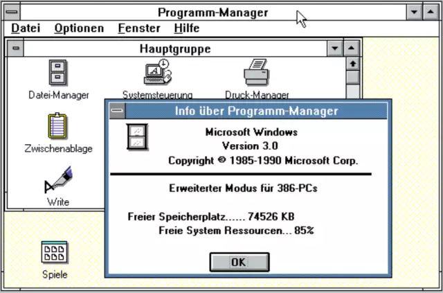 "Screenshot WINDOWS 3.0 1985-1990"