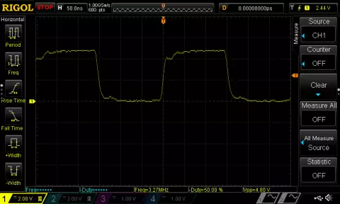 "ZXDeluxe PCB - Z80 CPU 3.27MHz Clock (CLK) Signal"